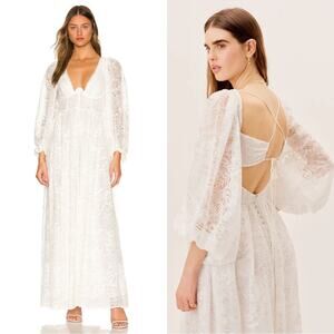 FOR LOVE & LEMONS Madeline Lace Bustier Long Sleeve Maxi Gown Size XXS